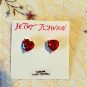 Red heart cubic zirconia earrings